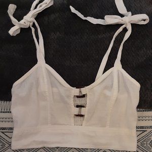 White linen crop top